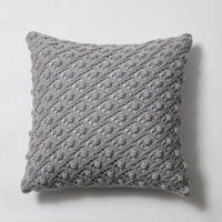 Vintage Cotton Crochet Knit Pillow Cover Neutral Grey