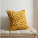 Vintage Cotton Crochet Knit Pillow Cover Mustard Yellow