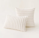 Polyester Extra Fluffy Faux Rabbit Design Pillow Cover White