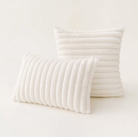 Polyester Extra Fluffy Faux Rabbit Design Pillow Cover White