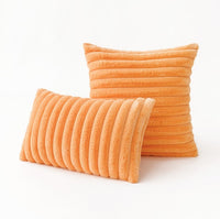 Polyester Extra Fluffy Faux Rabbit Design Pillow Cover Orange