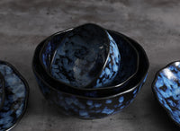 Round Indigo Blue Porcelain Rice Noodle Big Bowl