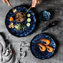 Round Indigo Blue Porcelain Large Small Sauce Plate