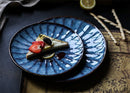 Japanese Style Ceramic Deep Blue HD Cat Eye Round Plate