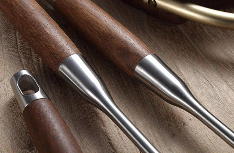 stainless steel with wooden handle kitchenware set