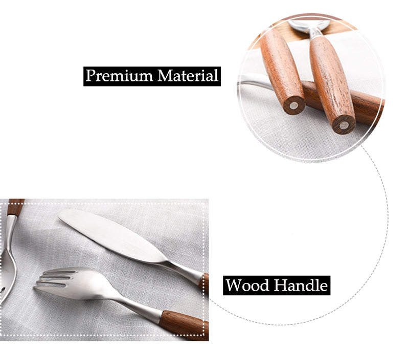 Only Natural Stainless Steel and Wood Flatware Set-Letifly Lights and Decor