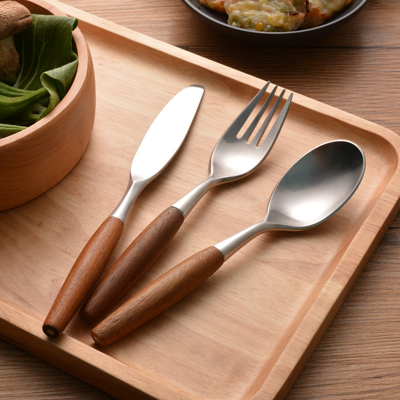 Only Natural Stainless Steel and Wood Flatware Set-Letifly Lights and Decor