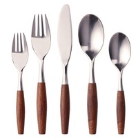 Only Natural Stainless Steel and Wood Flatware Set-Letifly Lights and Decor