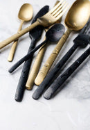 stainless steel matte black gold flatware set