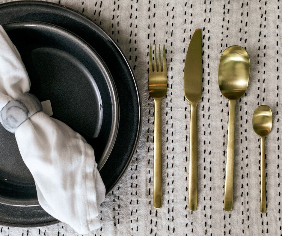 Onyx Black & Gold Stainless Steel Flatware Set-Letifly Lights and Decor
