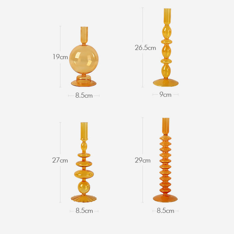 Orange Blown Glass Candle holders-Letifly Lights and Decor