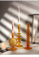 abstract blown glass orange candle holders