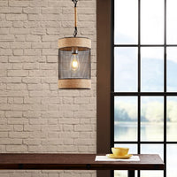 Orion Natural Rope and Metal Mesh Cylinder Pendant-Letifly Lights and Decor
