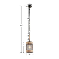 Orion Natural Rope and Metal Mesh Cylinder Pendant-Letifly Lights and Decor