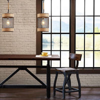Orion Natural Rope and Metal Mesh Cylinder Pendant-Letifly Lights and Decor