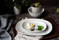 rectangle rounded scalloped edge ceramic plate