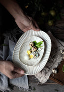 rectangle rounded scalloped edge ceramic plate