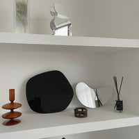 Acrylic Irregular Shaped Tray Mirror and Black Design With Bottom Support Tray