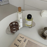 Acrylic Irregular Shaped Tray Mirror and Black Design With Bottom Support Tray