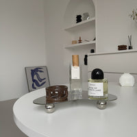 Acrylic Irregular Shaped Tray Mirror and Black Design With Bottom Support Tray