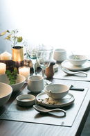 Fine porcelain ceramic White with black flecks dinner plates and bowls
