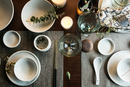 Fine porcelain ceramic White with black flecks dinner plates and bowls