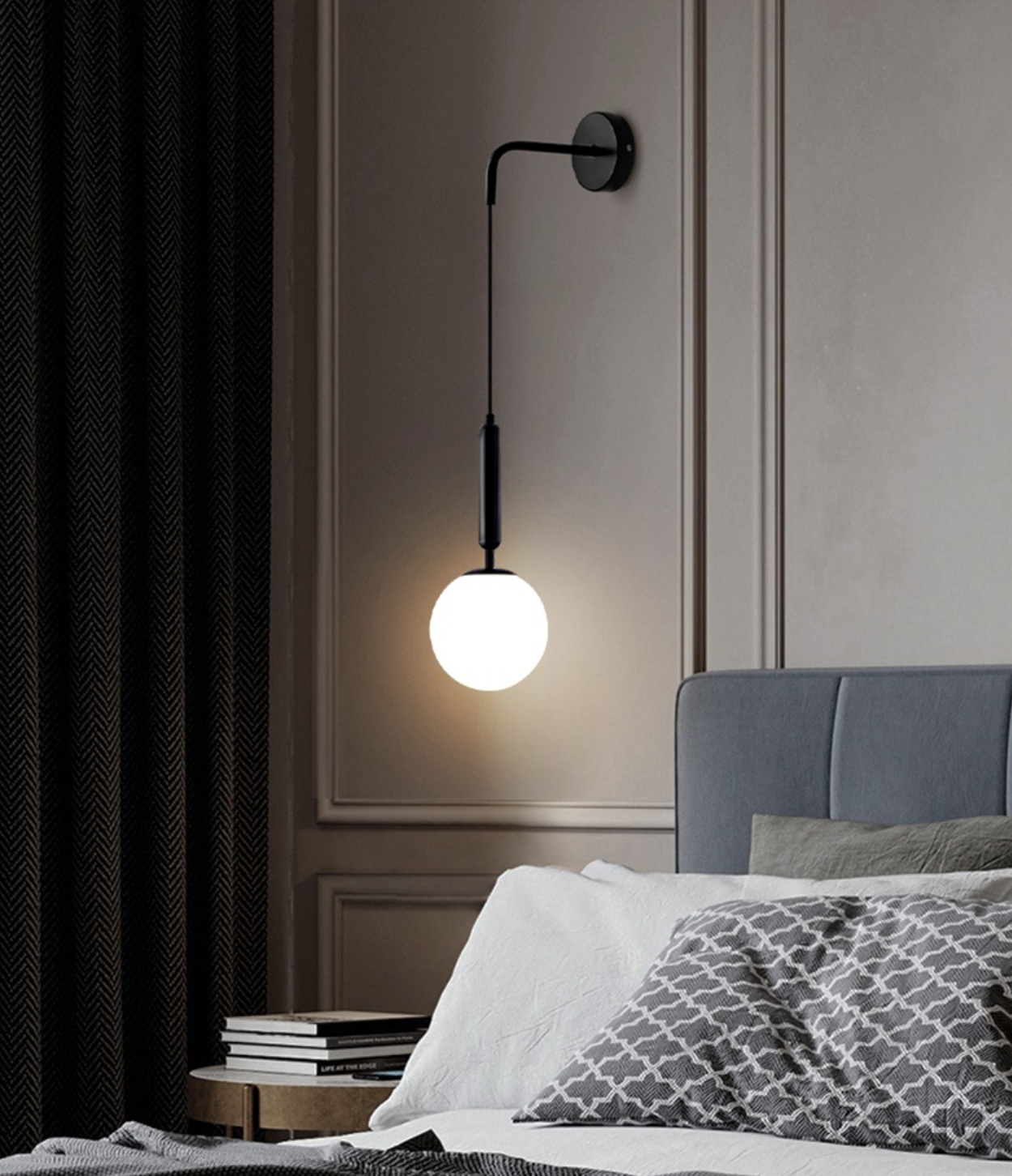 Poiret Series Brass & Glass Globe Hanging Wall Lamp-Letifly Lights and Decor