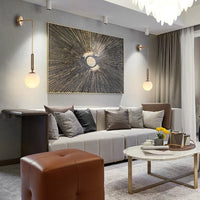 Poiret Series Brass & Glass Globe Hanging Wall Lamp-Letifly Lights and Decor