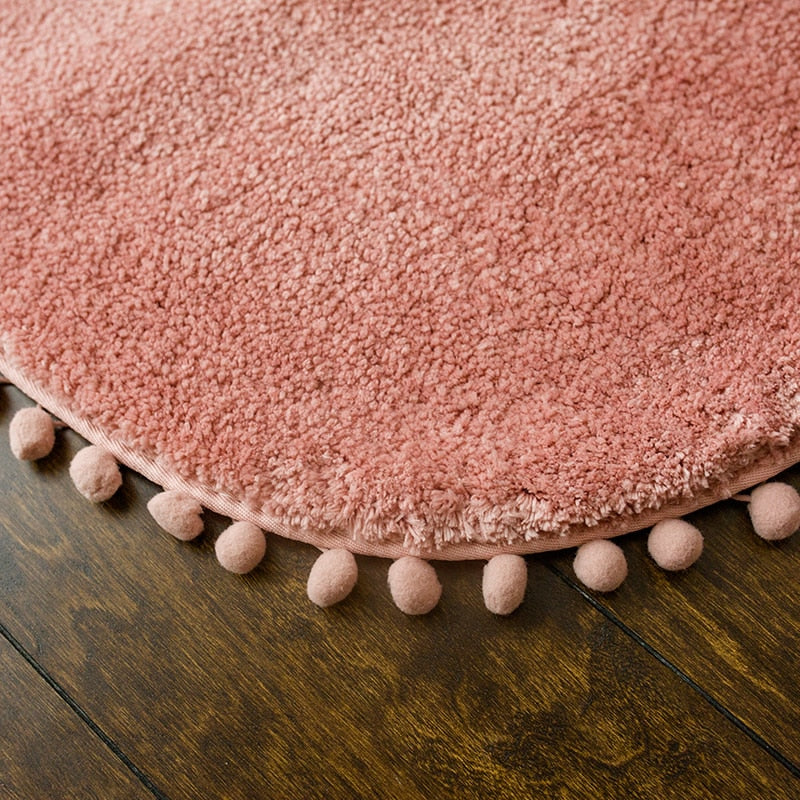 Pom-pom Trimmed Oval Anti-skid Rug-Letifly Lights and Decor
