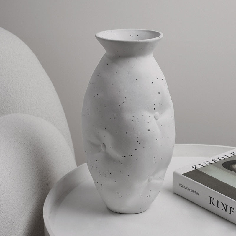 Ceramic Vases White with White Ink Dots Home Decoration 