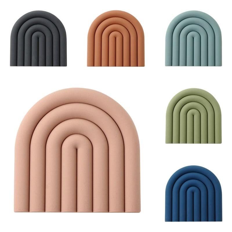 Rainbow Silicone Mat Coasters-Letifly Lights and Decor