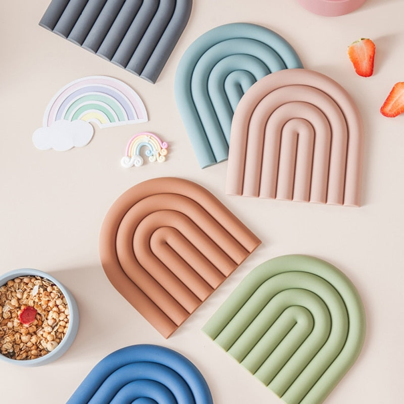 Rainbow Silicone Mat Coasters-Letifly Lights and Decor