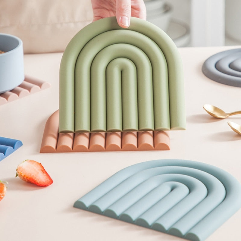 Rainbow Silicone Mat Coasters-Letifly Lights and Decor