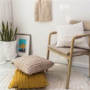 square Cotton, Polyester Embroidered tassel yellow white beige  cushion cover with zipper