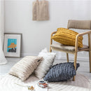 square Cotton, Polyester Embroidered tassel yellow white beige grey cushion cover with zipper