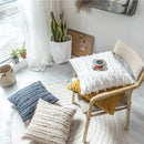 square Cotton, Polyester Embroidered tassel yellow white beige grey cushion cover with zipper