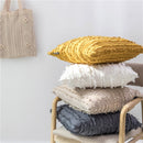 square Cotton, Polyester Embroidered tassel yellow white beige grey cushion cover with zipper