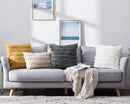 square Cotton, Polyester Embroidered tassel yellow white beige grey cushion cover with zipper