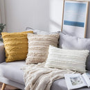 square Cotton, Polyester Embroidered tassel yellow white beige  cushion cover with zipper