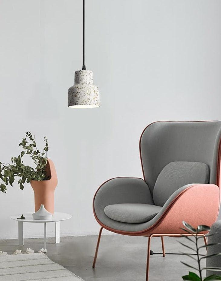 Modern Stylish Stone pendant light in geometric shape with black cord