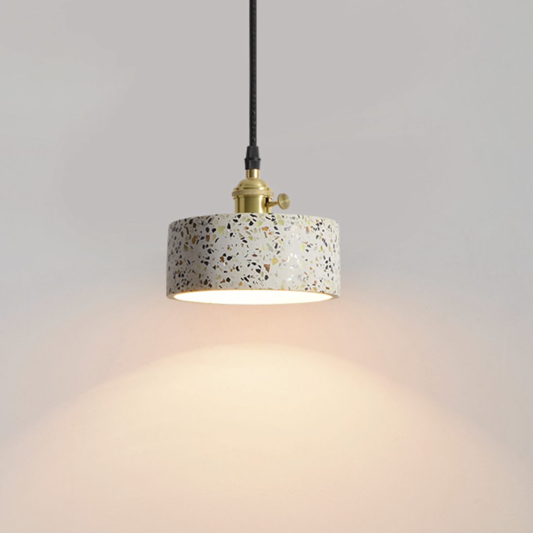 Modern Stylish Stone pendant light in geometric shape with black cord