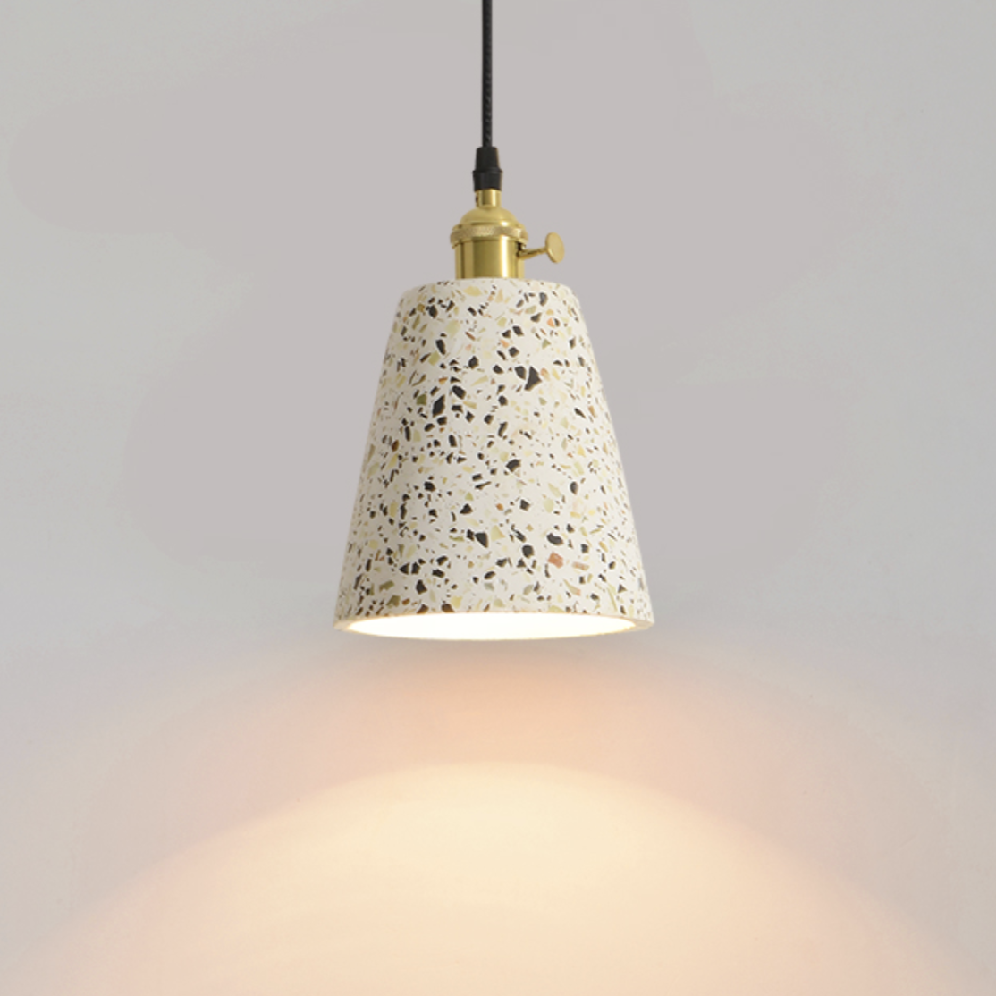 Modern Stylish Stone pendant light in geometric shape with black cord