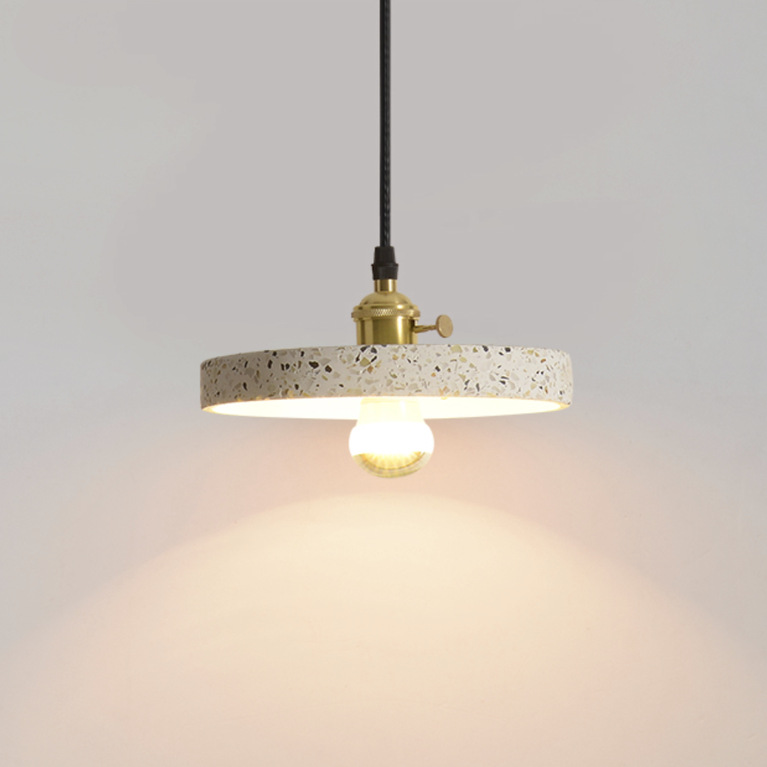 Modern Stylish Stone pendant light in geometric shape with black cord