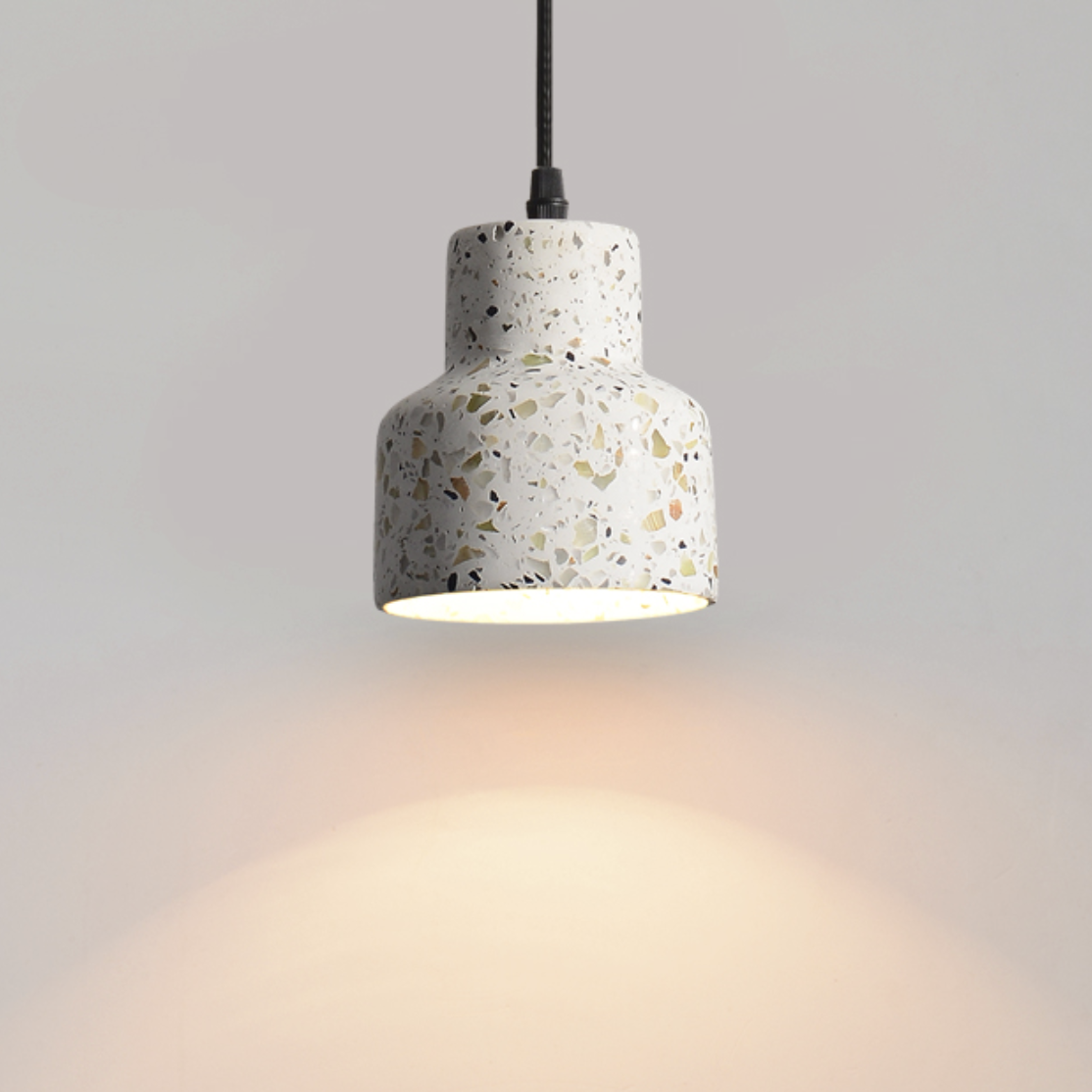 Modern Stylish Stone pendant light in geometric shape with black cord