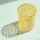 Yellow Round Checkered Drinking Glass