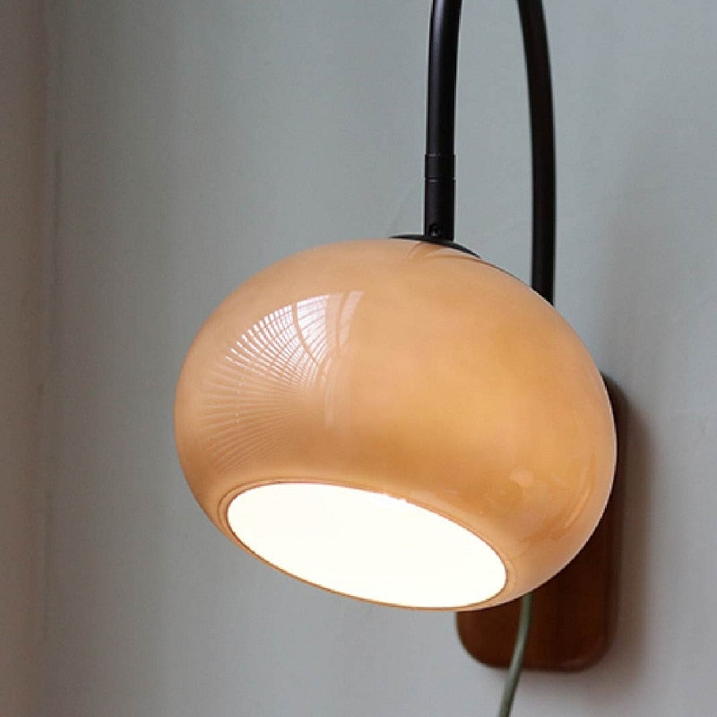 Retro Glass Stone Plug-in Wall Lamp
