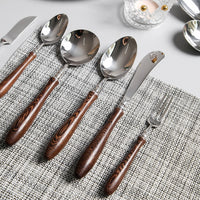 Retro Swirl Wood Flatware 4 Pc Set-Letifly Lights and Decor