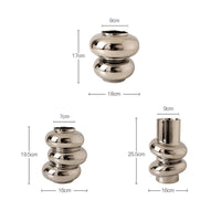 Silver Plated Metallic Ceramic Vase  Round Bubble Stacked
