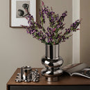 Silver Plated Metallic Ceramic Vase  Round Bubble Stacked