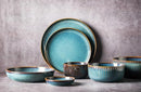 round ceramic porcelain kiln glazed blue cat eye tableware